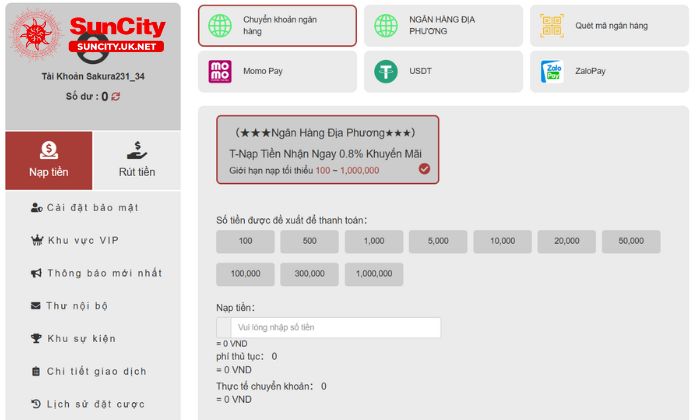 lien he Suncity 2 Người chơi liên hệ Suncity để được hướng dẫn thực hiện giao dịch tại nhà cái