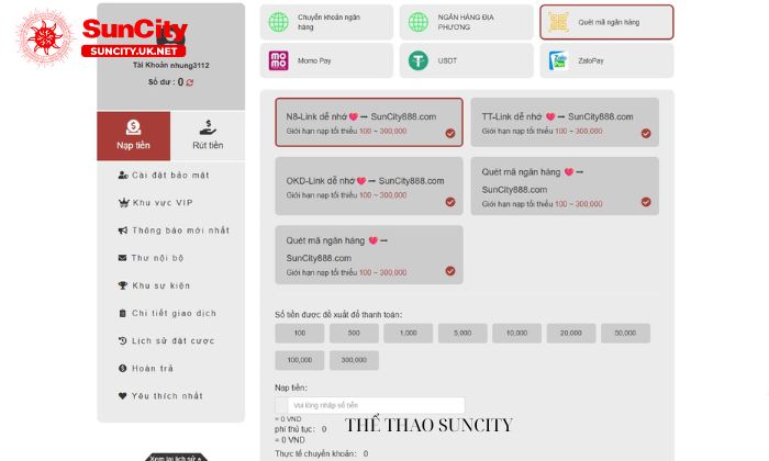 nap tien suncity 3 Nạp tiền Suncity qua mã ngân hàng